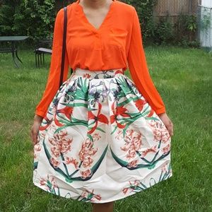 LUSH Small Tangerine Orange Long Sleeve Blouse